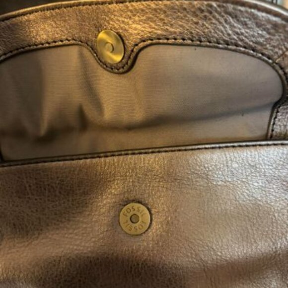 Fossil Peyton Double Flap  Crossbody Purse – Gold (Metallic sheen) - Picture 6 of 6